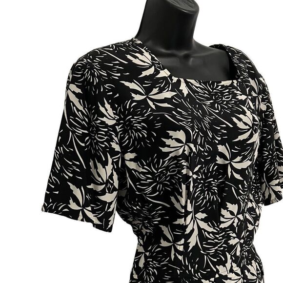 Vintage Silk Black White Flora Floral Square Neck Grunge Whimsigoth Maxi Dress 6 - Picture 2 of 15